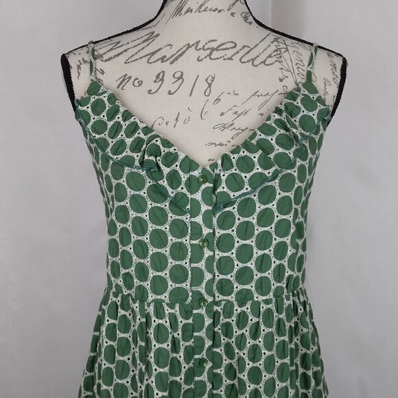 NWT Joy Joy | Tiered Embroidered Dress Green Spaghetti Strap | Size L - Picture 3 of 14